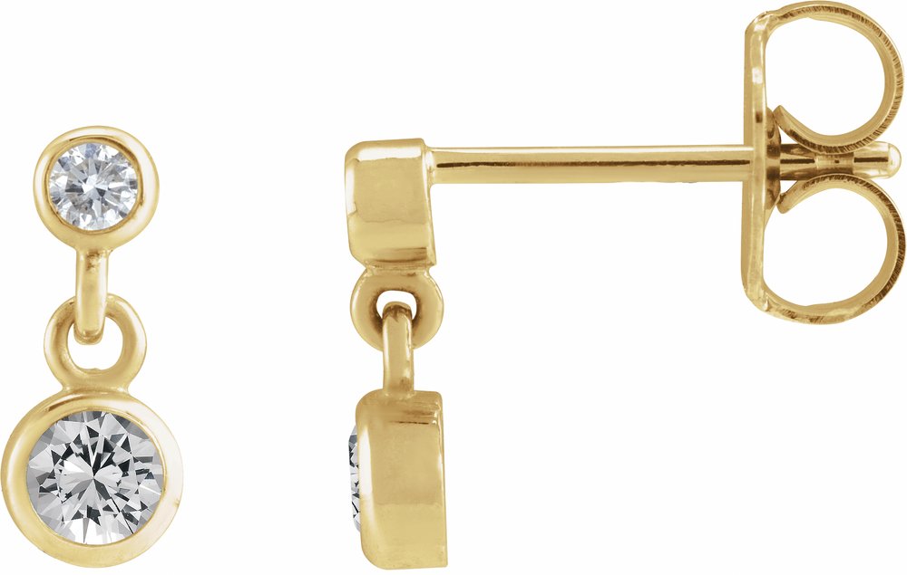 14K Yellow Gold Natural White Sapphire & .05 CTW Natural Diamond Two-Stone Earrings