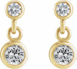 14K Yellow Gold Natural White Sapphire & .05 CTW Natural Diamond Two-Stone Earrings