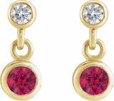14K Yellow Gold Natural Ruby & .05 CTW Natural Diamond Two-Stone Earrings