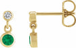 14K Yellow Gold Lab-Grown Emerald & .05 CTW Natural Diamond Two-Stone Earrings