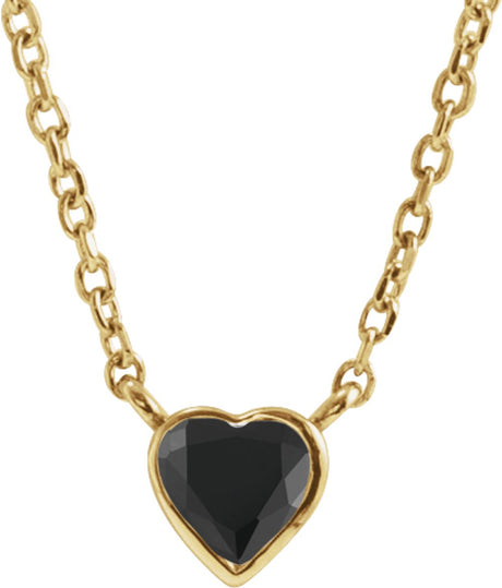 14K Yellow Natural Black Onyx Bezel-Set 16-18" Necklace