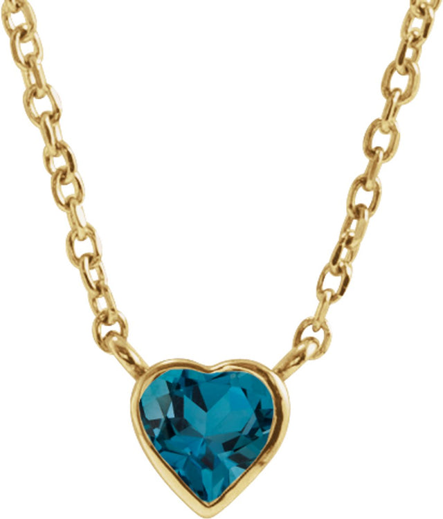 14K Yellow Natural London Blue Topaz Bezel-Set 16-18" Necklace