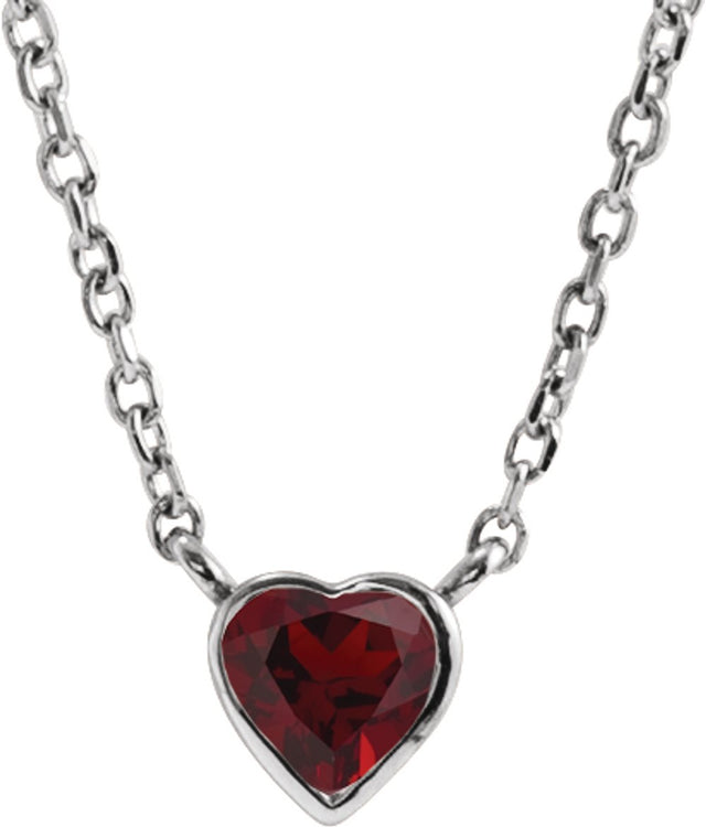 Sterling Silver Natural Mozambique Garnet Bezel-Set 16-18" Necklace