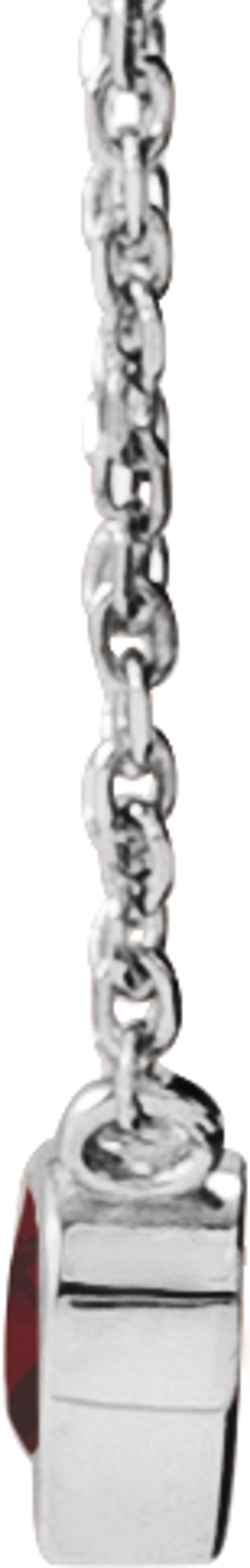 Sterling Silver Natural Mozambique Garnet Bezel-Set 16-18" Necklace