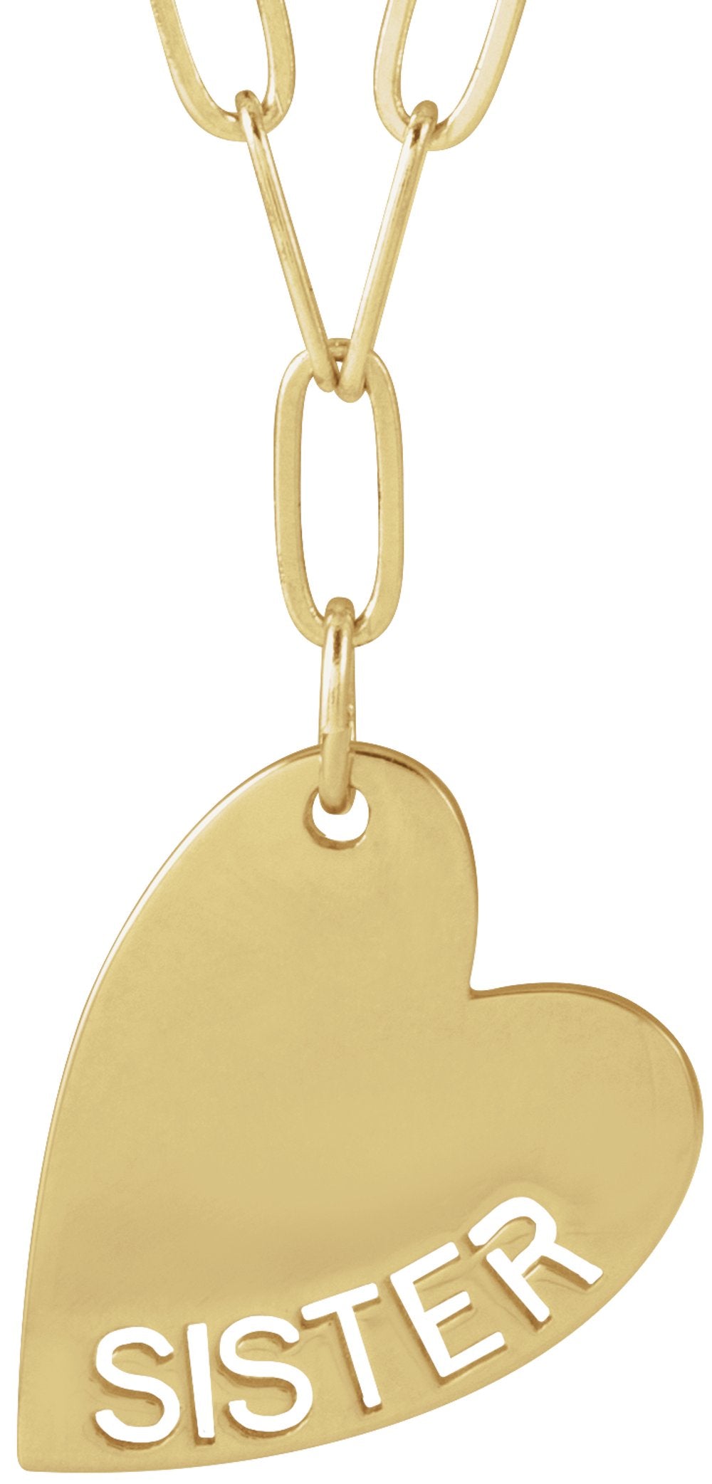 14K Yellow Gold Sister Heart 18" Necklace