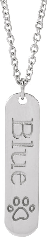 Sterling Silver Engravable Paw Print 16-18" Necklace