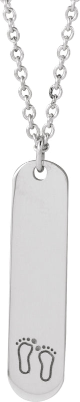 Sterling Silver Engravable Footprints 16-18" Necklace