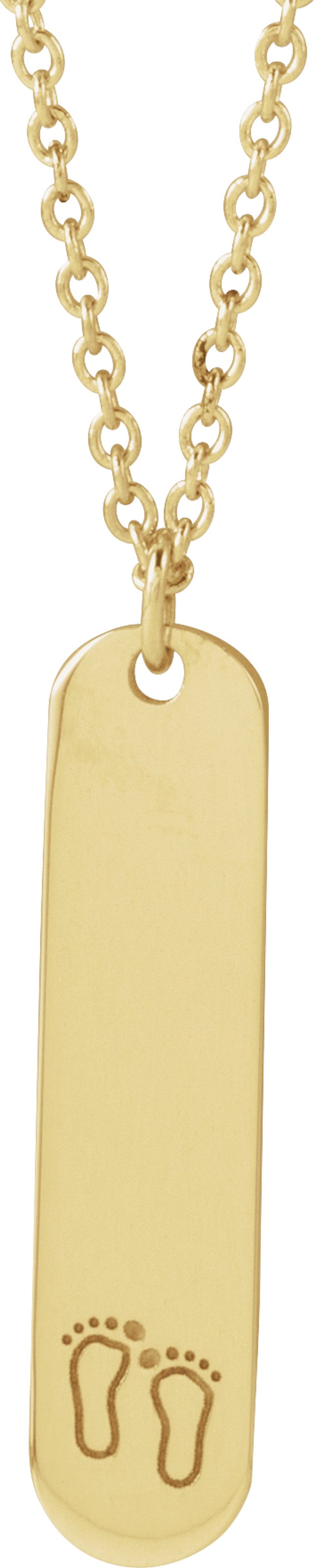 14K Yellow Engravable Footprints 16-18" Necklace