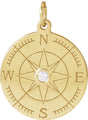 14K Yellow .015 CT Natural Diamond Compass Pendant