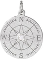 Sterling Silver .015 CT Natural Diamond Compass Pendant