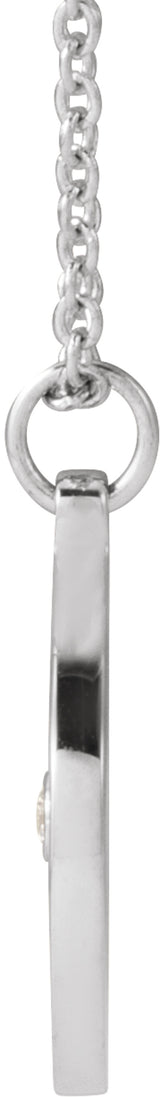 14K White Gold .015 CT Natural Diamond Compass 16-18" Necklace