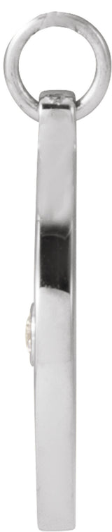 14K White Gold .015 CT Natural Diamond Compass Pendant