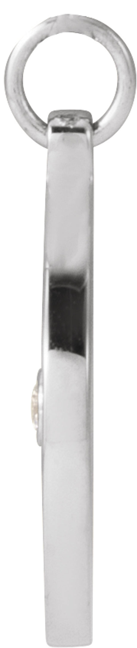 14K White Gold .015 CT Natural Diamond Compass Pendant