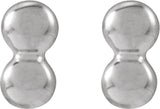 14K White 2 Beads Stud Earrings