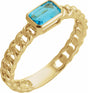14K Yellow Gold Natural Sky Blue Topaz Ring