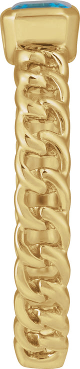 14K Yellow Gold Natural Sky Blue Topaz Ring