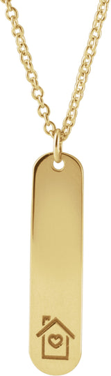 14K Yellow Engravable Home 16-18" Necklace