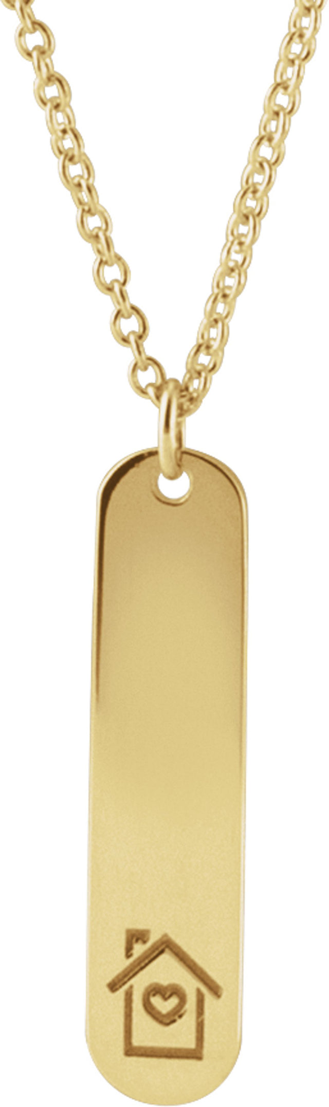 14K Yellow Engravable Home 16-18" Necklace