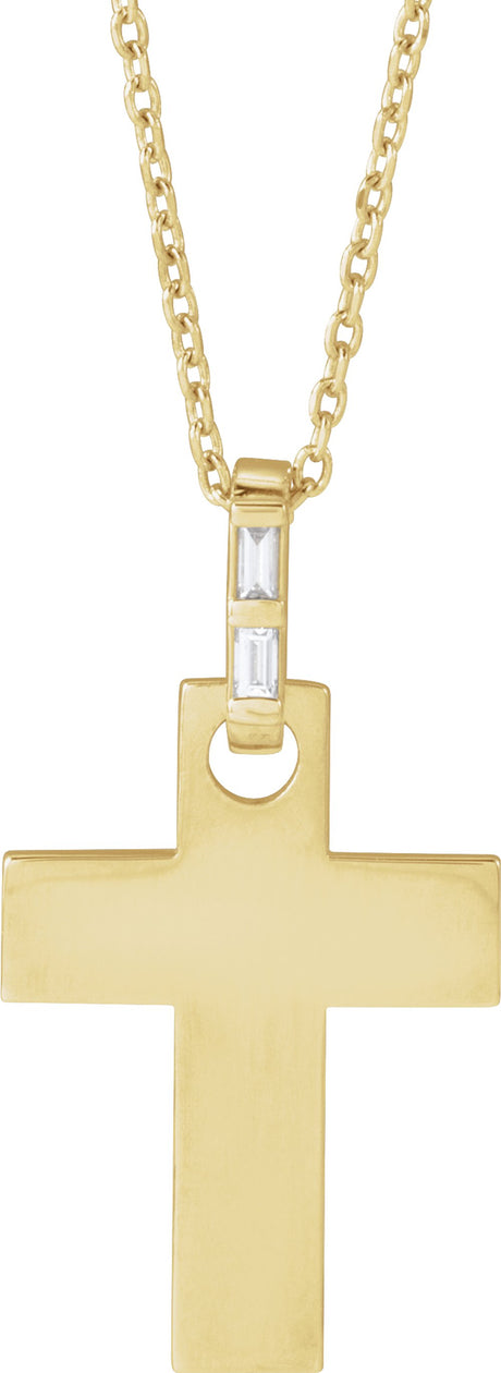 14K Yellow Gold .03 CTW Natural Diamond Cross 16-18" Necklace Mounting