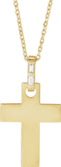 14K Yellow Gold .03 CTW Natural Diamond Cross 16-18" Necklace Mounting