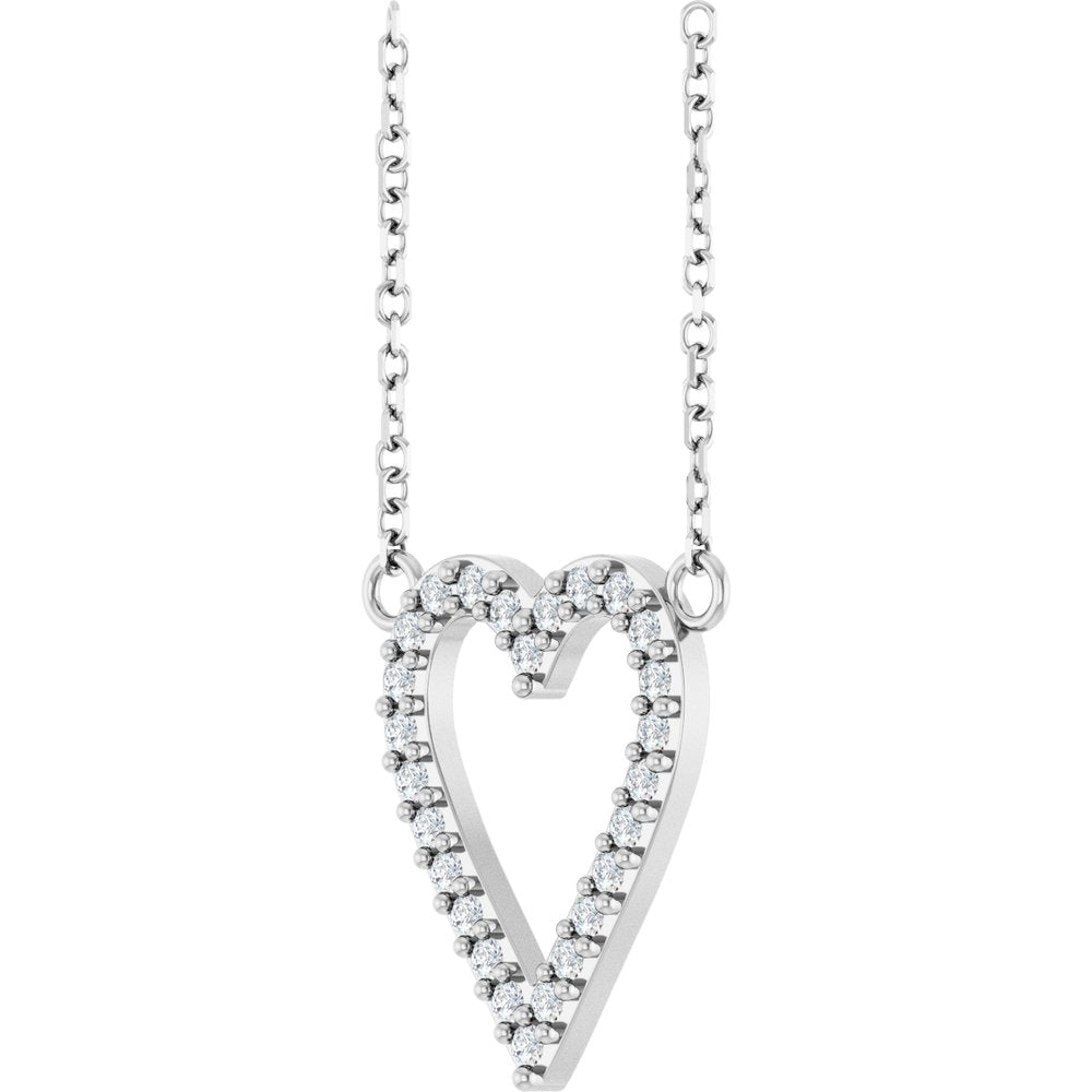 14K White Gold 1/6 CTW Natural Diamond Heart 18" Necklace
