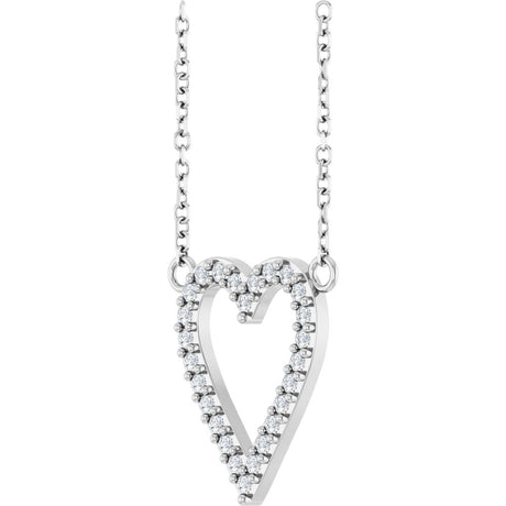 14K White Gold 1/6 CTW Natural Diamond Heart 18" Necklace