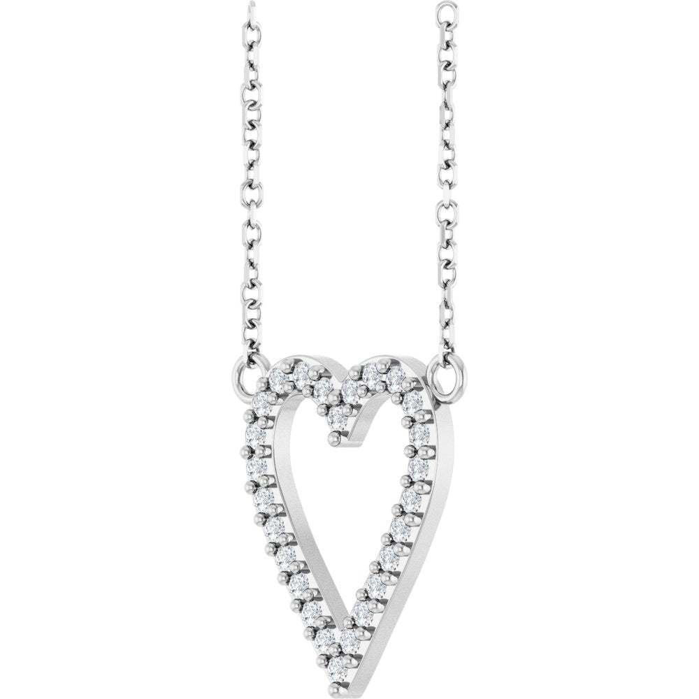 Sterling Silver 1/6 CTW Natural Diamond Heart 18" Necklace