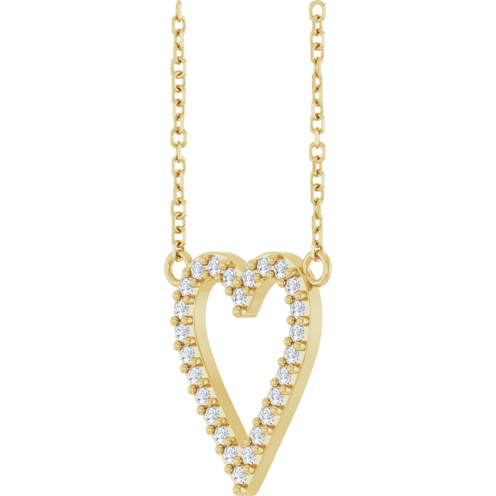 14K Yellow Gold 1/6 CTW Natural Diamond Heart 18" Necklace