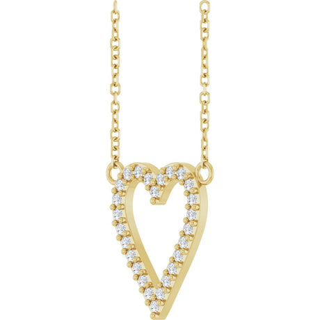 14K Yellow Gold 1/6 CTW Natural Diamond Heart 18" Necklace