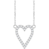 14K White Gold 1/6 CTW Natural Diamond Heart 18" Necklace