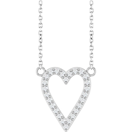 14K White Gold 1/6 CTW Natural Diamond Heart 18" Necklace