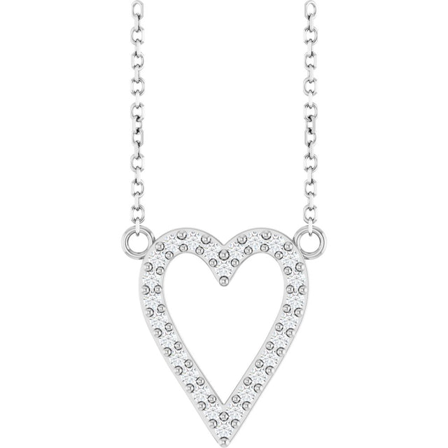 14K White Gold 1/6 CTW Natural Diamond Heart 18" Necklace