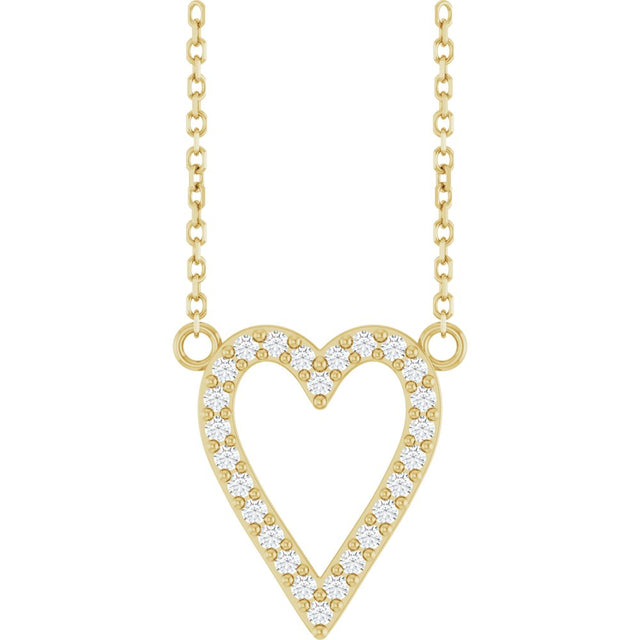 14K Yellow 1/6 CTW Natural Diamond Heart 18" Necklace