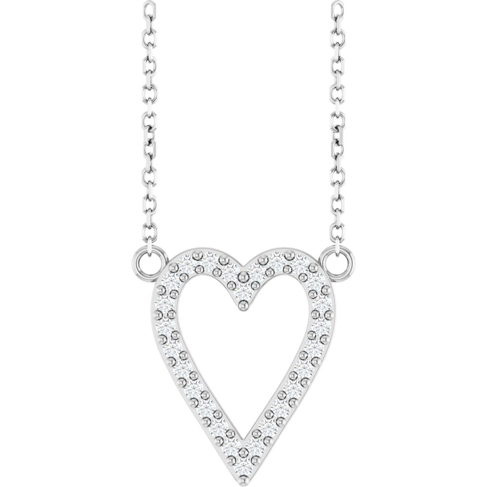 Sterling Silver 1/6 CTW Natural Diamond Heart 18" Necklace