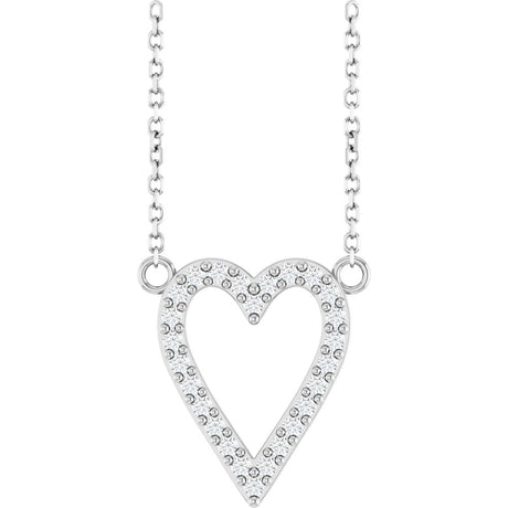 Sterling Silver 1/6 CTW Natural Diamond Heart 18" Necklace