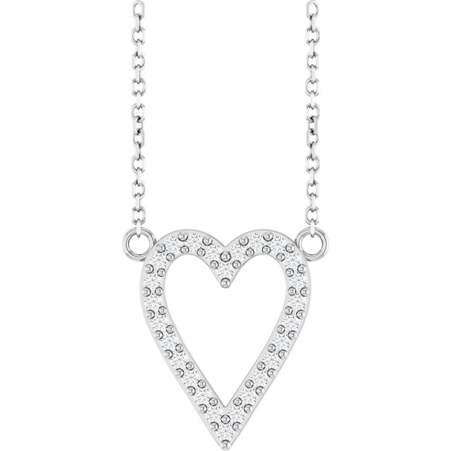 Sterling Silver 1/6 CTW Natural Diamond Heart 18" Necklace