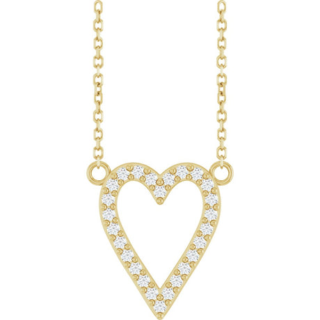 14K Yellow Gold 1/6 CTW Natural Diamond Heart 18" Necklace