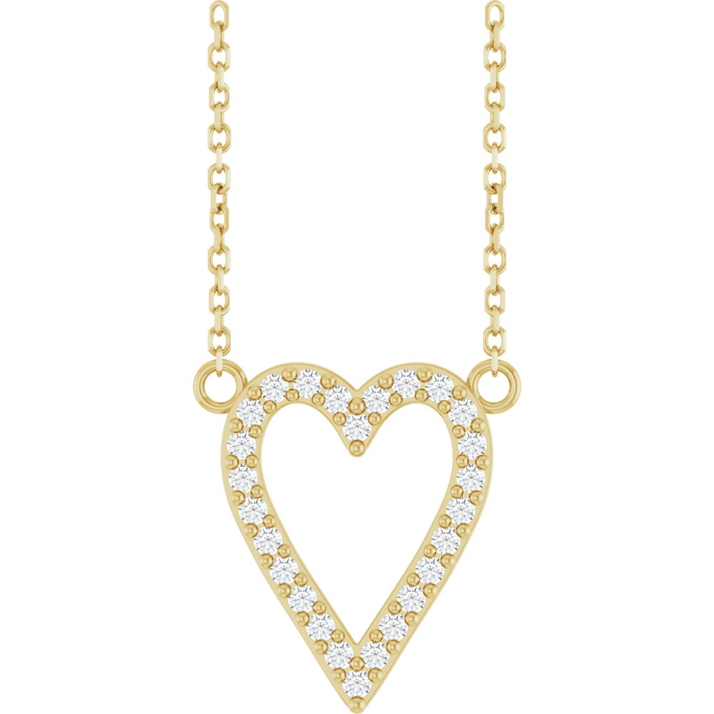 14K Yellow Gold 1/6 CTW Natural Diamond Heart 18" Necklace