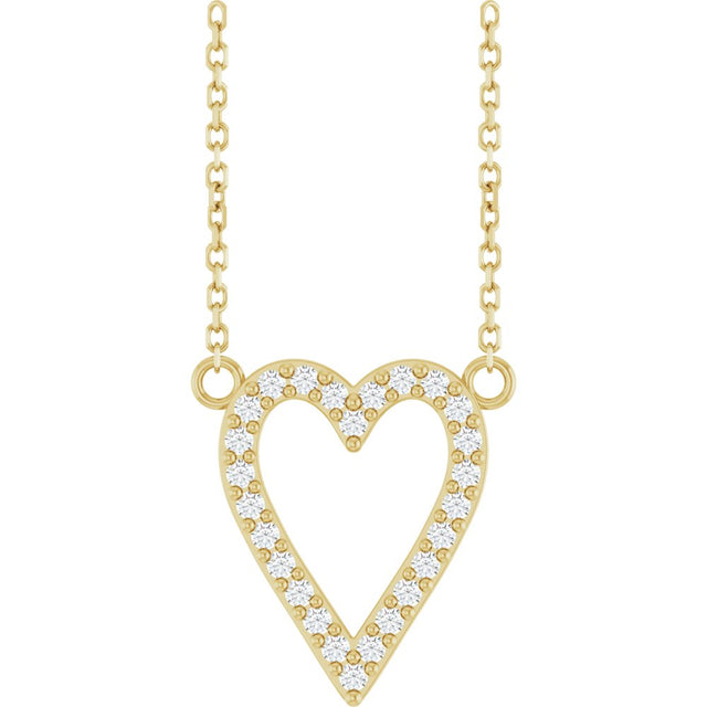 14K Yellow Gold 1/6 CTW Natural Diamond Heart 18" Necklace