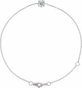 14K White Gold Natural White Sapphire  6 1/2-7-1/2" Bracelet