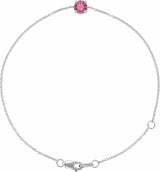 14K White Gold Natural Pink Tourmaline  6 1/2-7-1/2" Bracelet