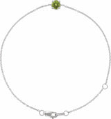 14K White Gold Natural Peridot  6 1/2-7-1/2" Bracelet