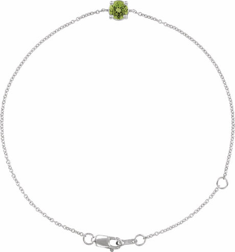 14K White Gold Natural Peridot  6 1/2-7-1/2" Bracelet