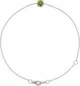 14K White Natural Peridot  6 1/2-7-1/2" Bracelet