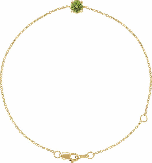 14K Yellow Natural Peridot  6 1/2-7-1/2" Bracelet