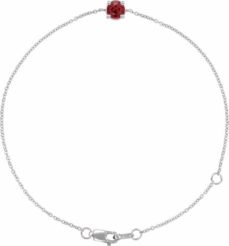 Sterling Silver Natural Ruby  6 1/2-7-1/2" Bracelet