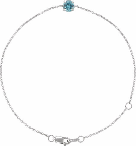 14K White Natural Blue Zircon  6 1/2-7-1/2" Bracelet