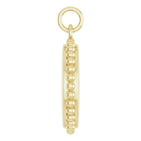 14K Yellow Gold Engravable Round Beaded Charm/Pendant