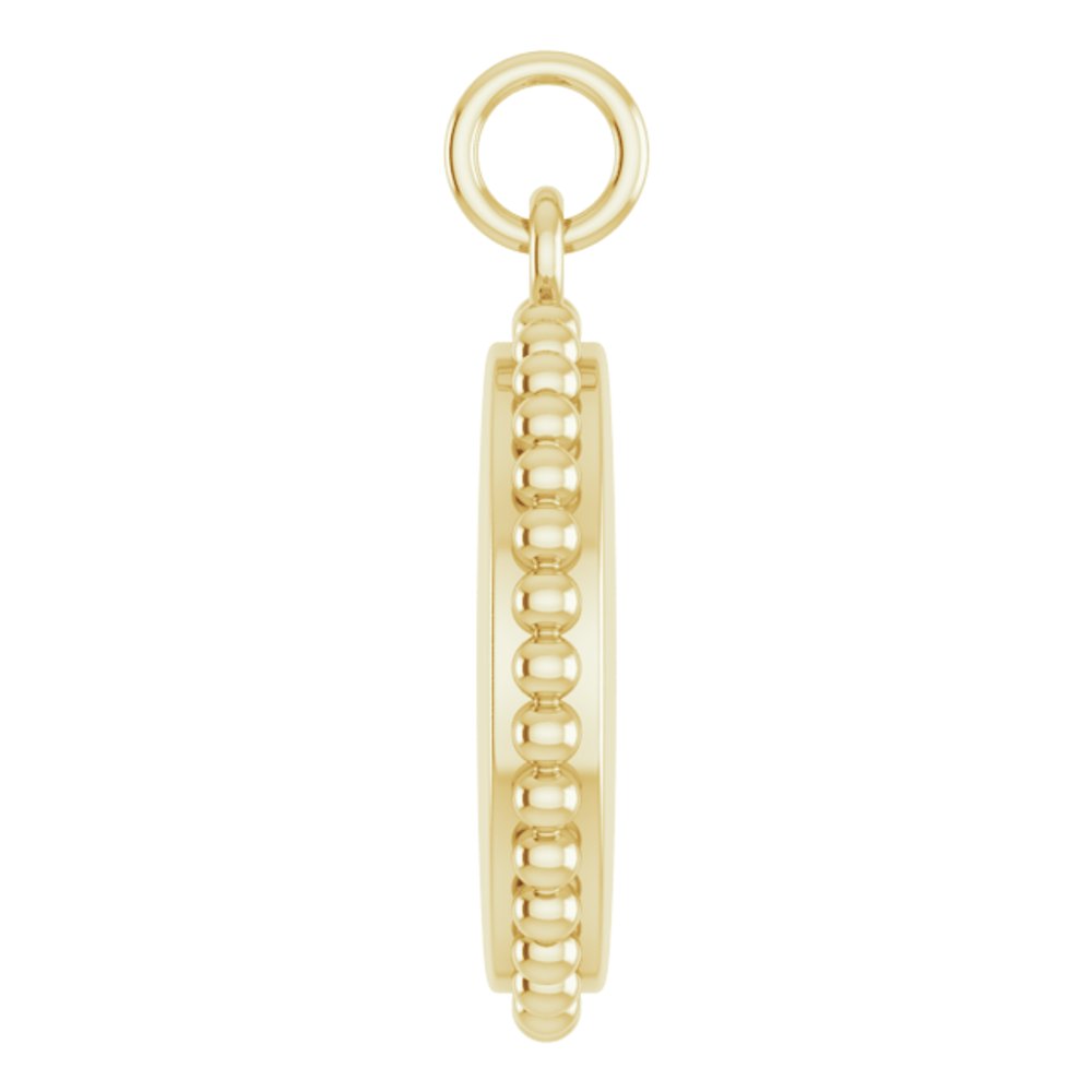 14K Yellow Gold Engravable Beaded Disc Charm/Pendant