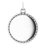 14K White Engravable Beaded Disc Pendant